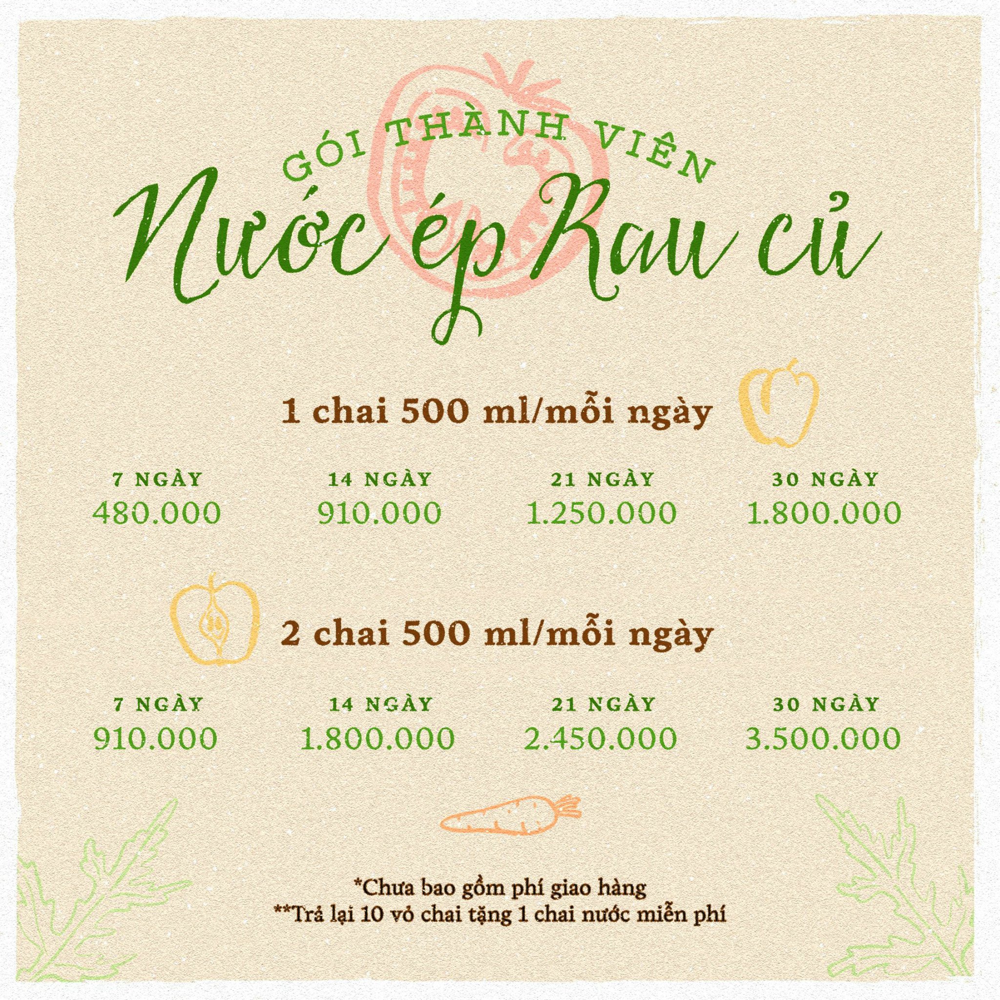 Gói nước ép tuần / tháng